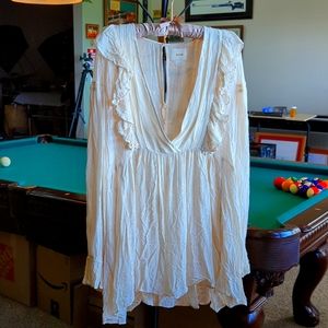 Maeve, top, sheet with metallic stripe. Apricot size 10.